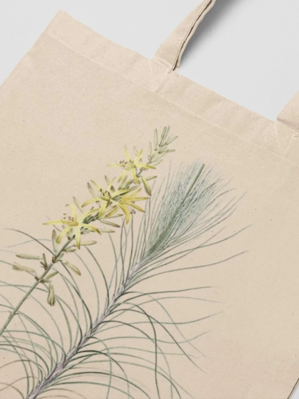 Branched Asphodel Vintage Floral Print Graphic Canvas Tote Bag